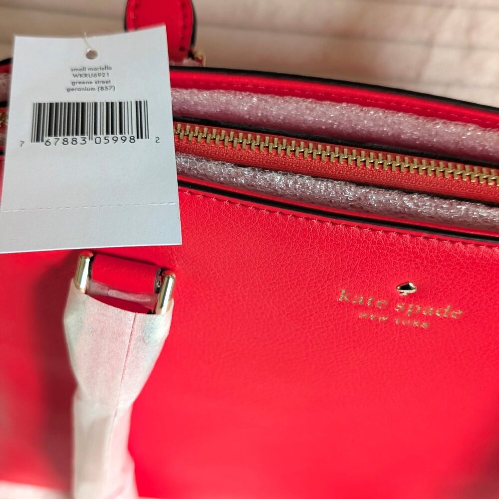 Purse, NWT Kate Spade Small Mariella, Red-Orange Geranium - Picture 4 of 4